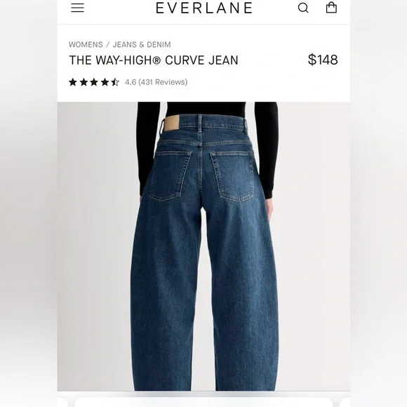 Everlane the way high curve jeans size 27R Barrel leg EUC - Picture 2 of 7